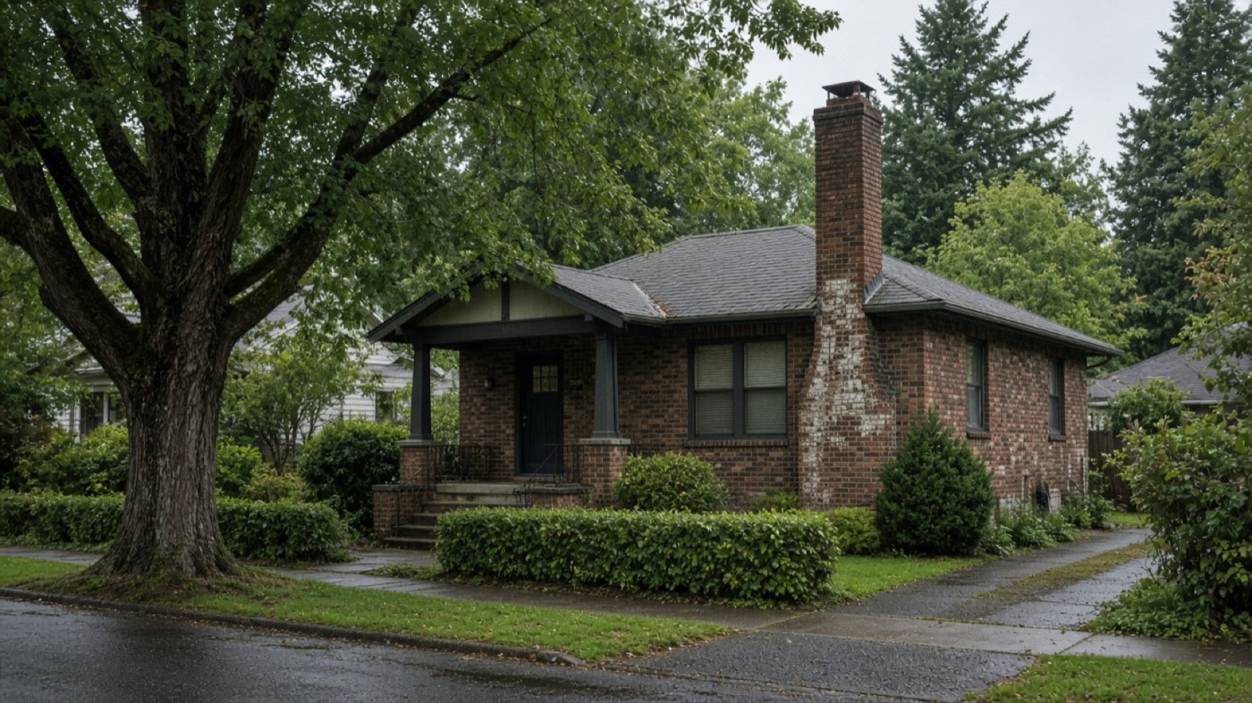Older brick chimney in Milwaukie, Oregon