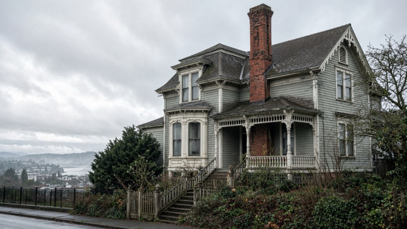 Historic brick chimney in Oregon City, Oregon